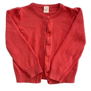 HANNA ANDERSSON Cardigan In Combed Cotton, Coral, Button Down, Children Size 8